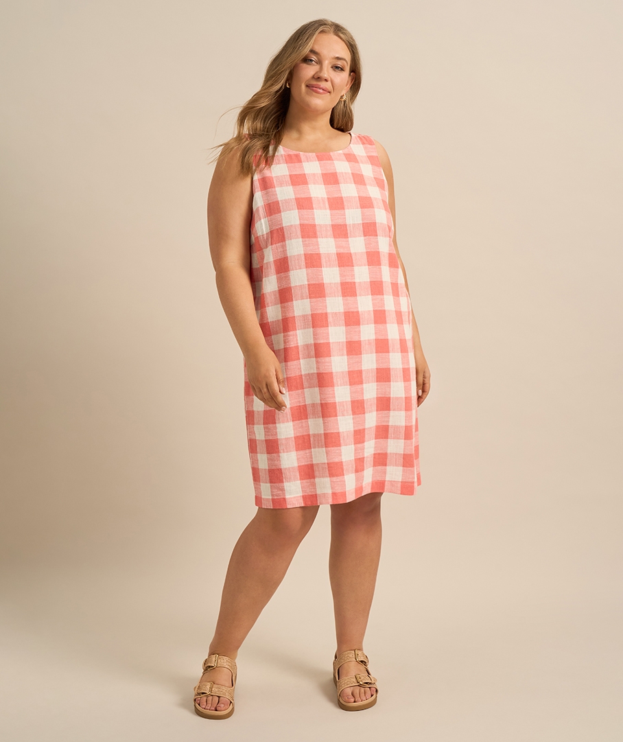 Linen Blend Print Dress