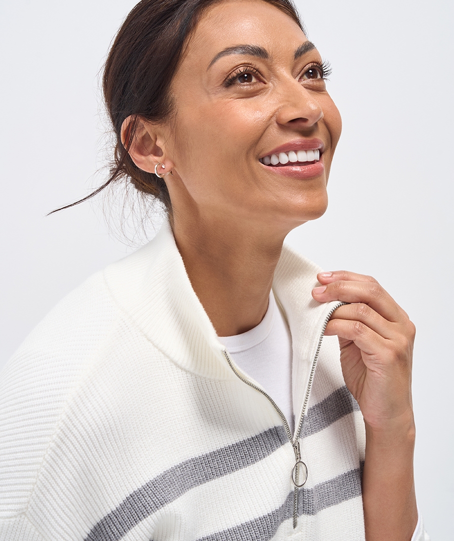 Half Zip Stripe Jumper