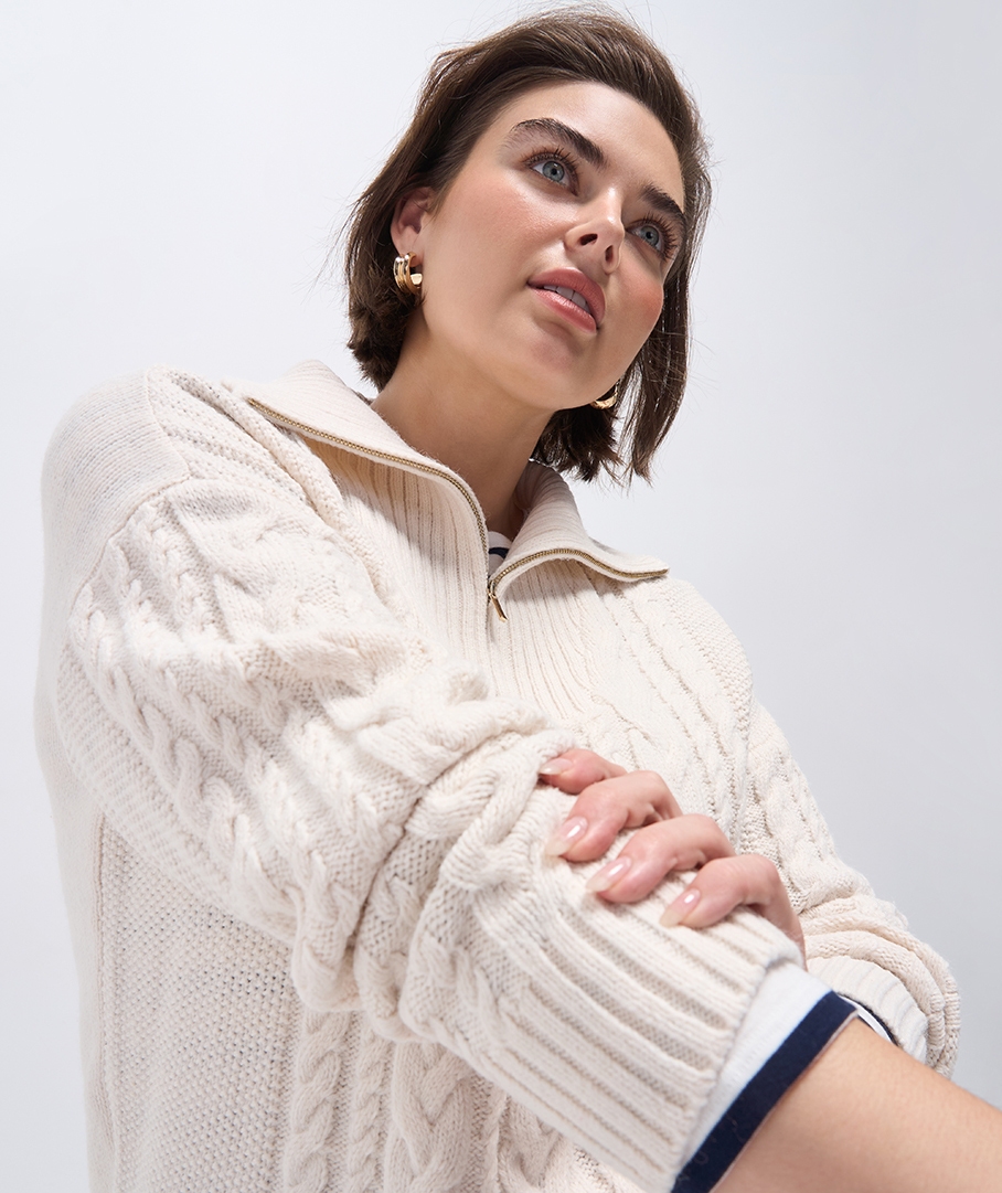 Cable Knit Half Zip Jumper