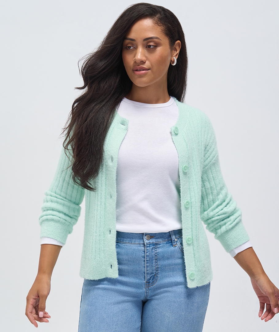 Fluffy Button Cardigan