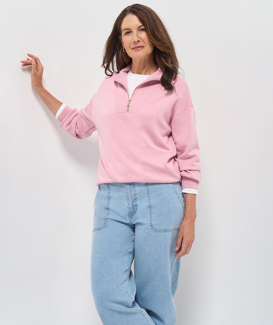 Stretchy Soft Half-Zip Sweatshirt