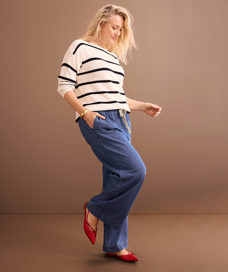 Cotton Blend Texture Stripe Jumper