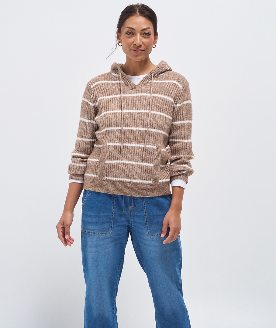 Rib Hoodie Stripe Jumper