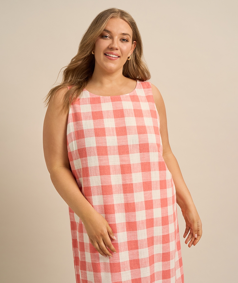 Linen Blend Print Dress