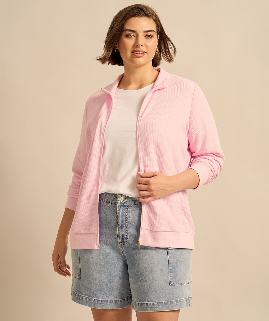 Funnel Neck Waffle Jackets