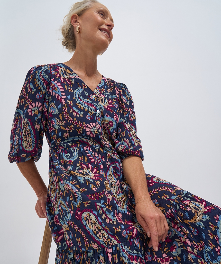 Textured Print Dress