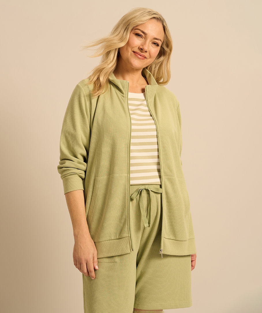 Funnel Neck Waffle Jackets