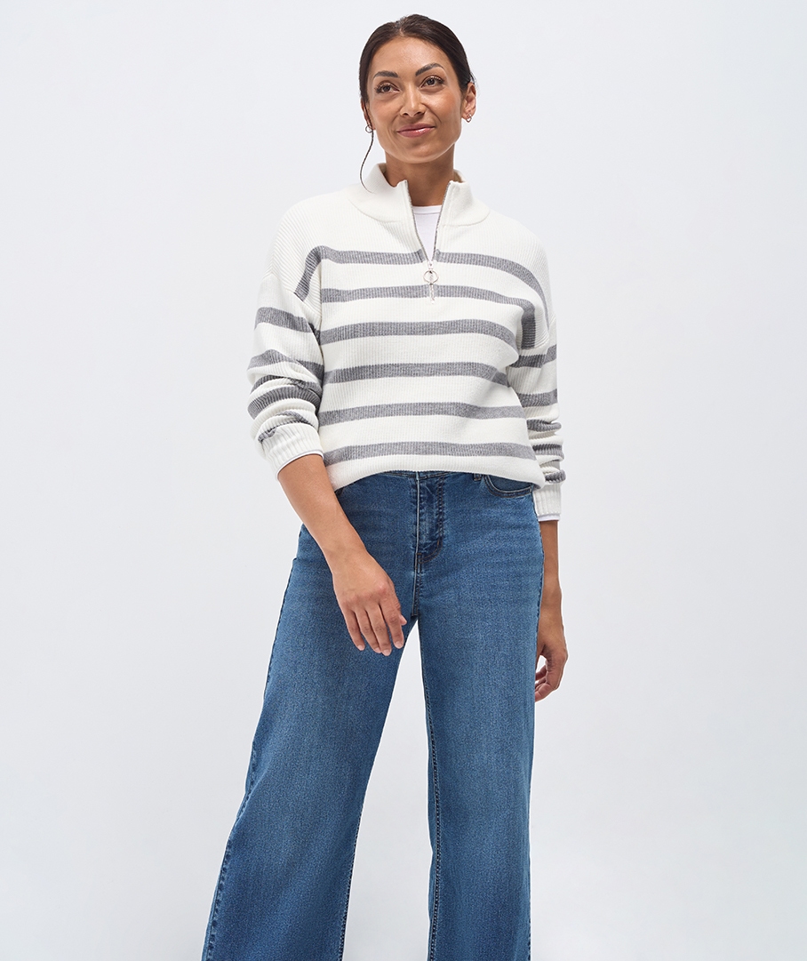 Half Zip Stripe Jumper