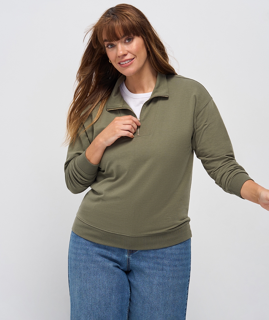 Lightweight Half-Zip Sweatshirt