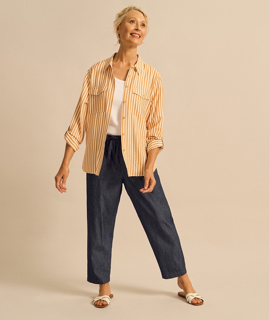 Cotton Blend Relaxed Pant