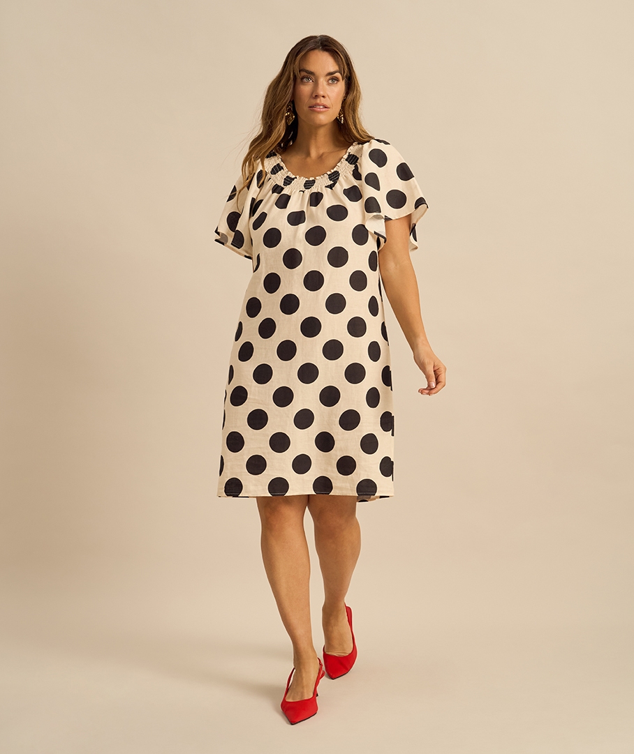 Linen Blend Spot Dress