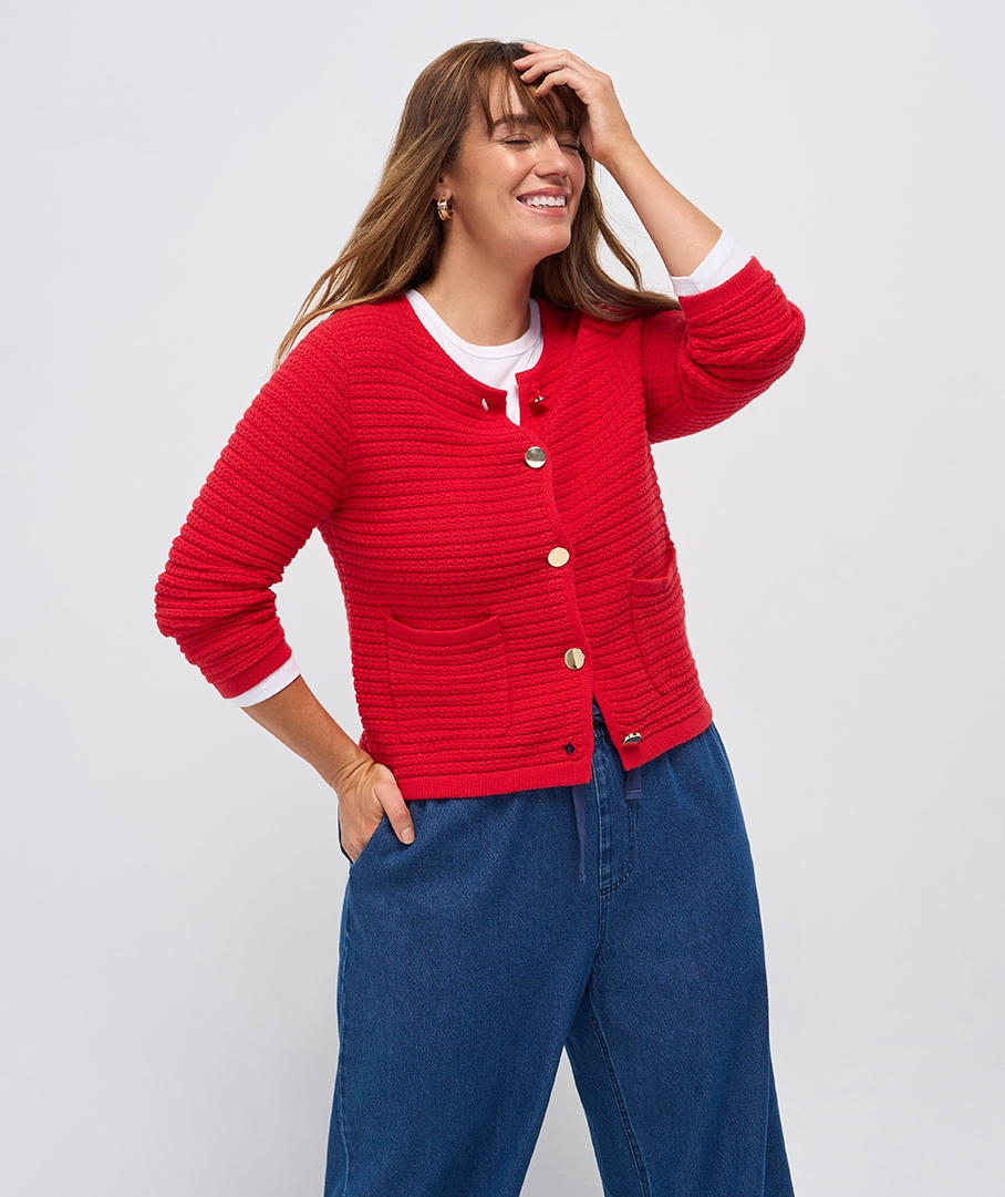 Cotton Blend Button Cardigan