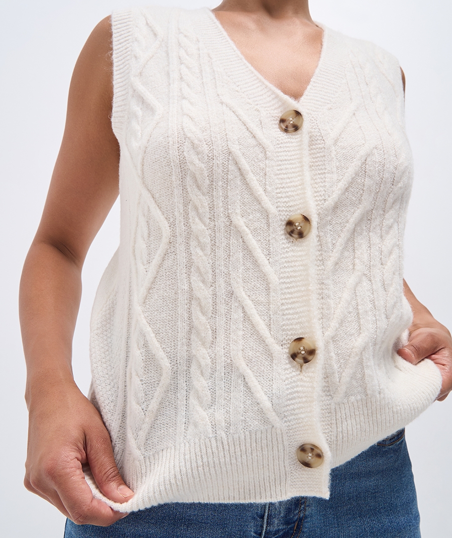 Cable Knit Button Vest
