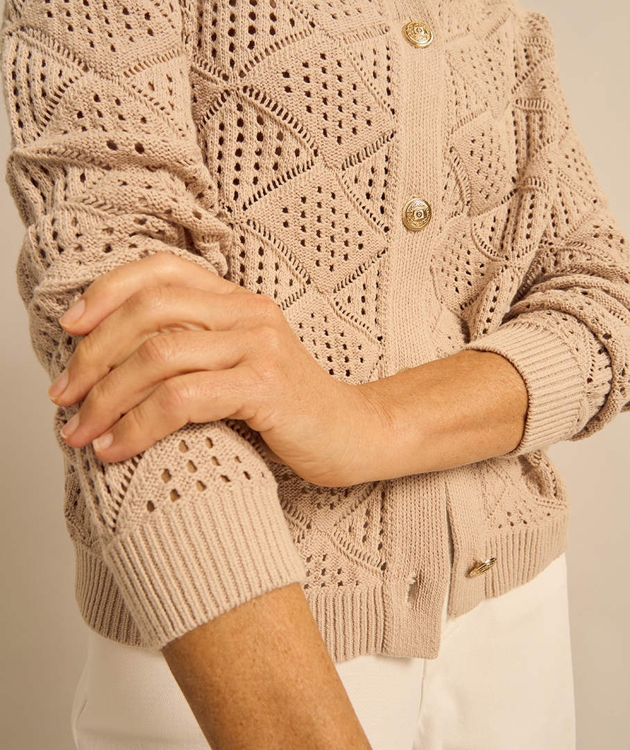 Cotton Pointelle Cardigan