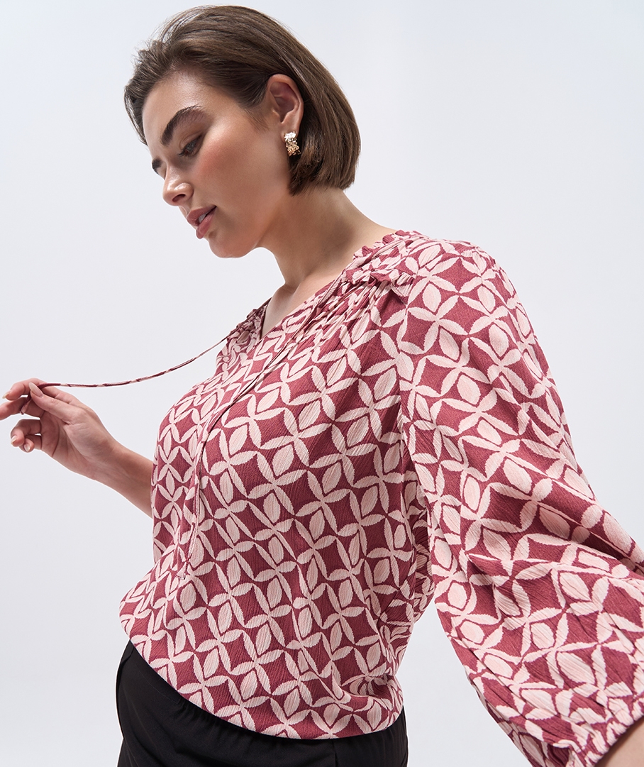 Textured Print Top
