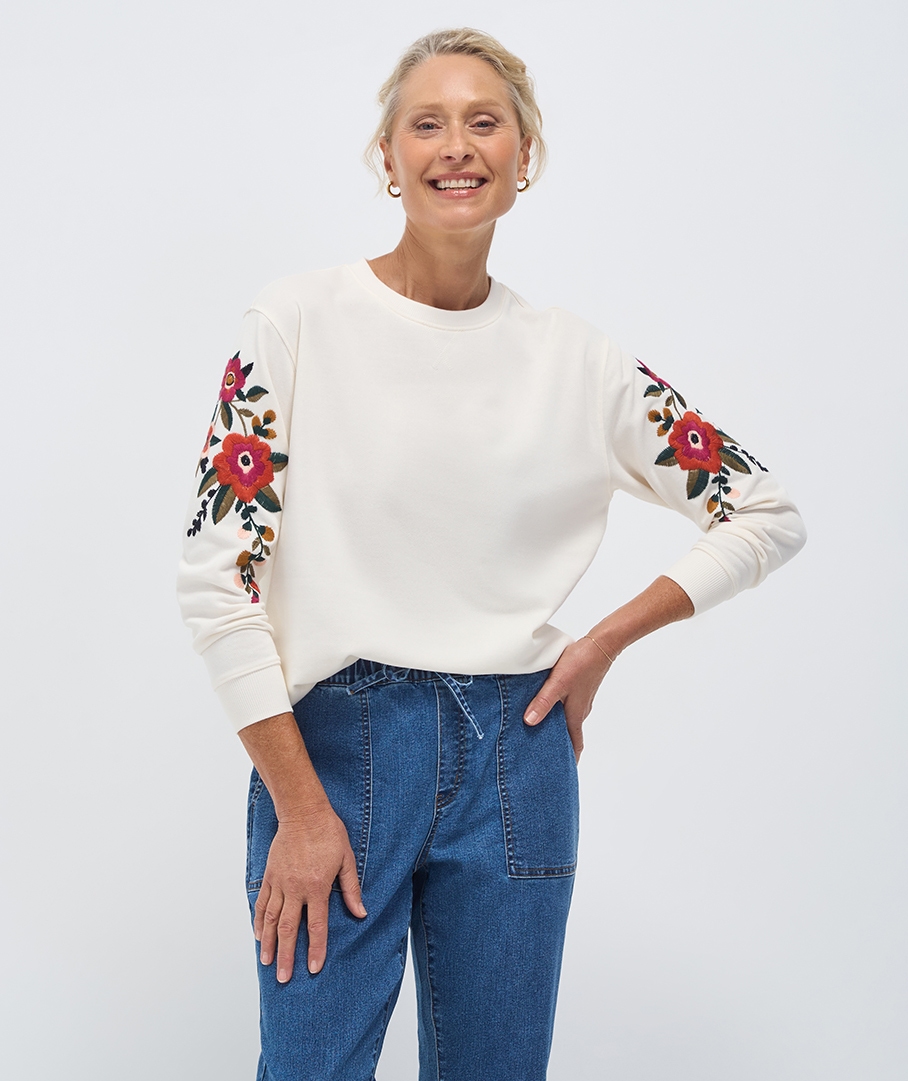 Embroidered Fleece Sweatshirt
