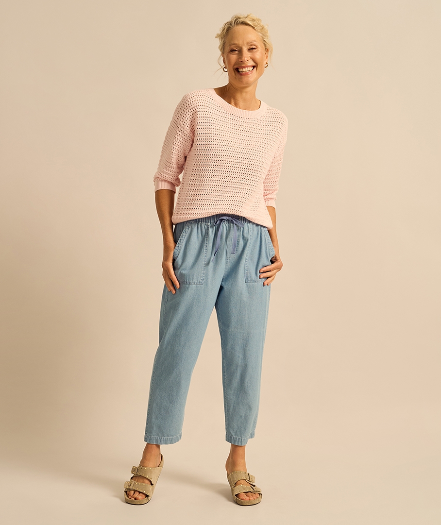 Cotton Blend Relaxed Pant
