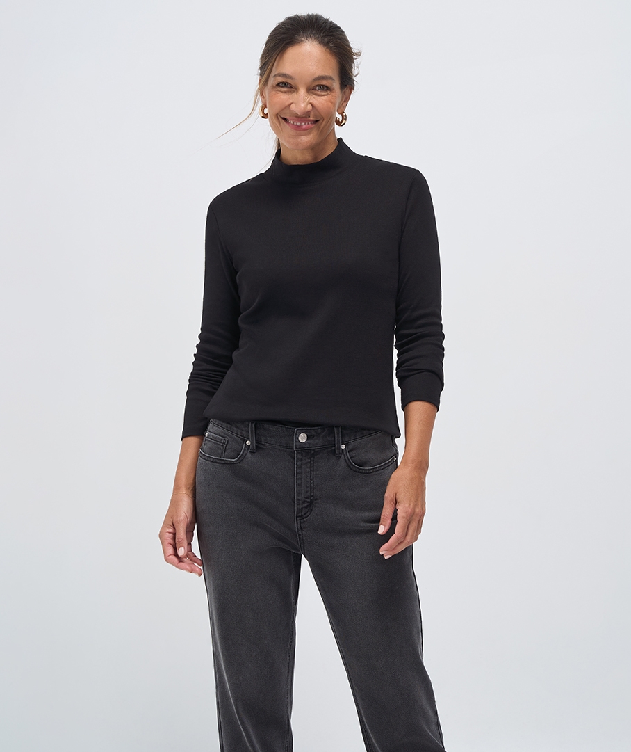 Classic Mock Neck Rib Tee