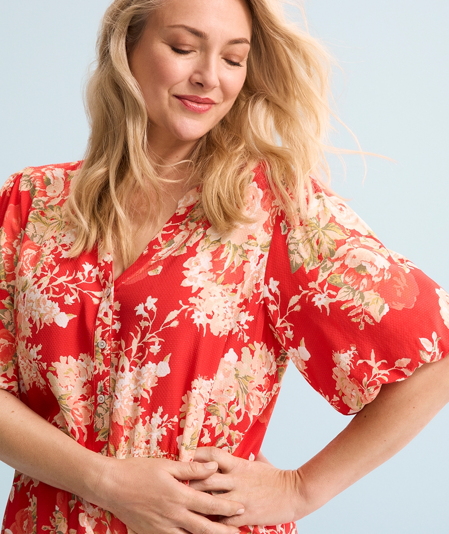 Textured Viscose Print Dress