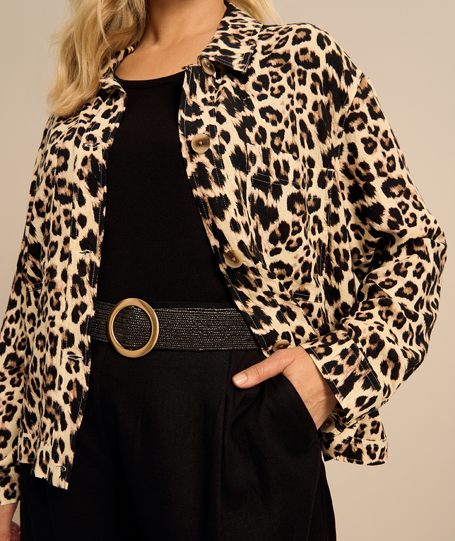 Linen Blend Print Jacket