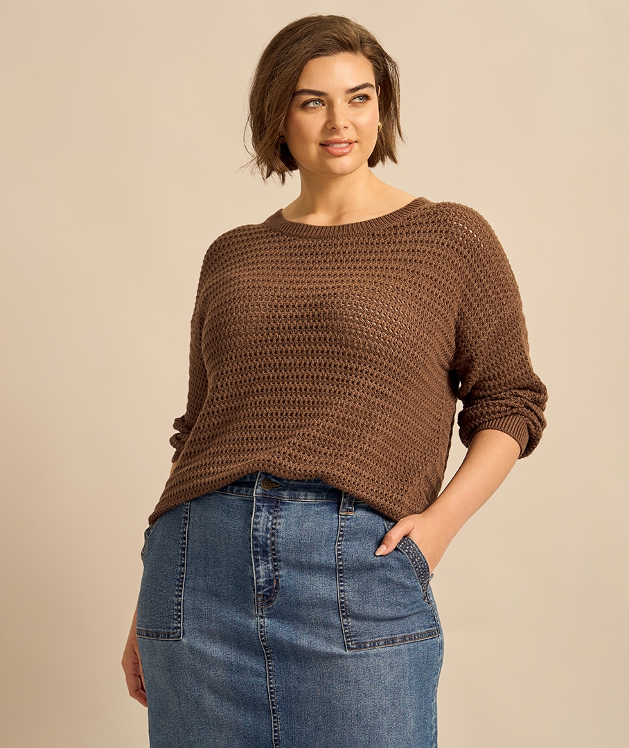 Cotton Blend Crochet Jumper