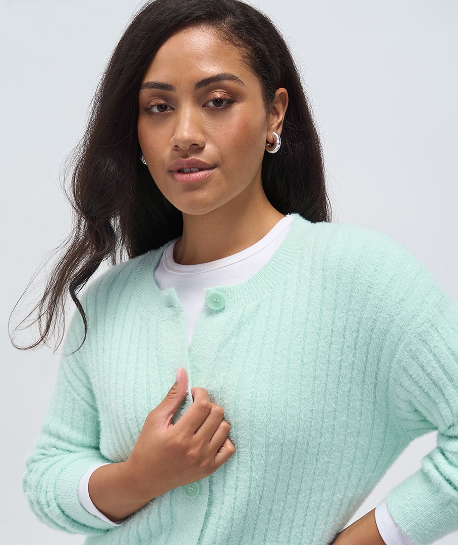Fluffy Button Cardigan