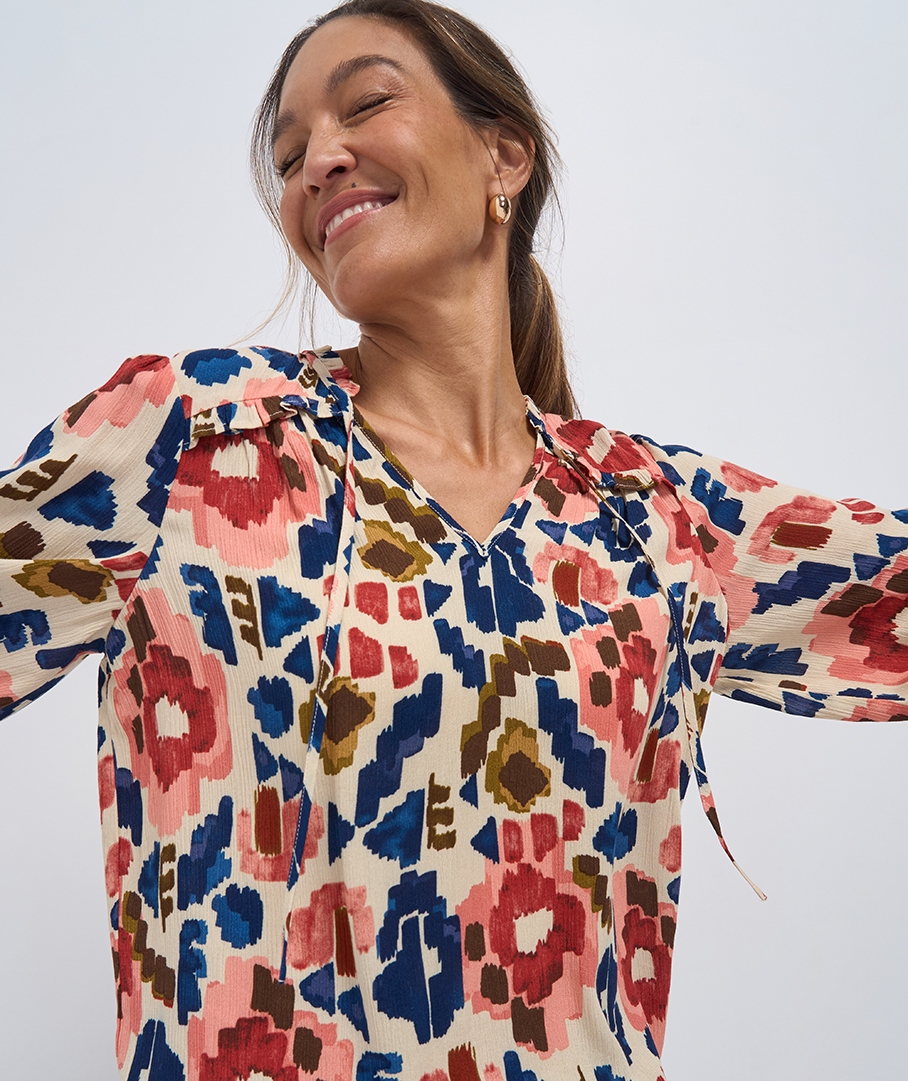 Textured Print Top