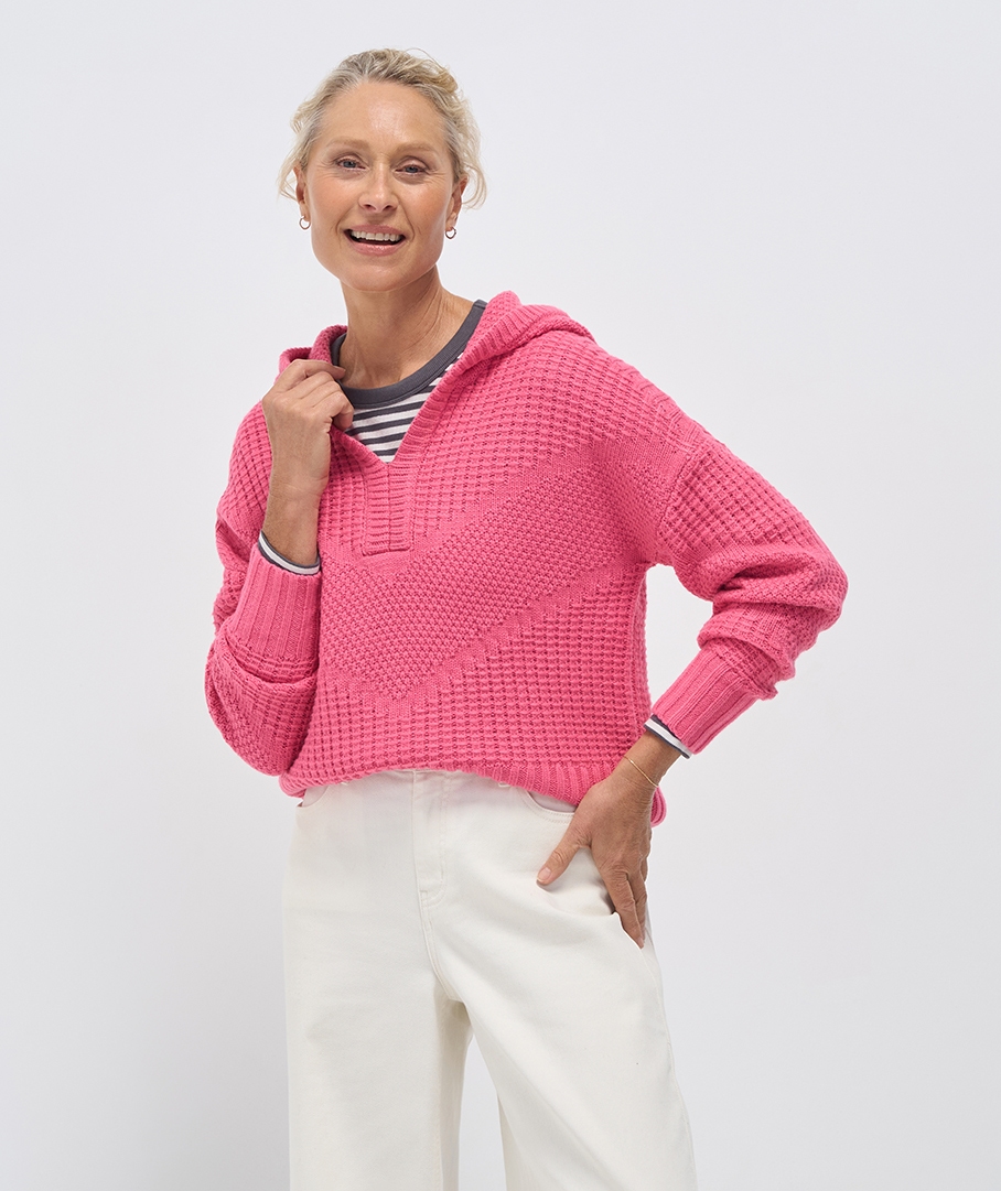 Stitch Interest Hood Jumper