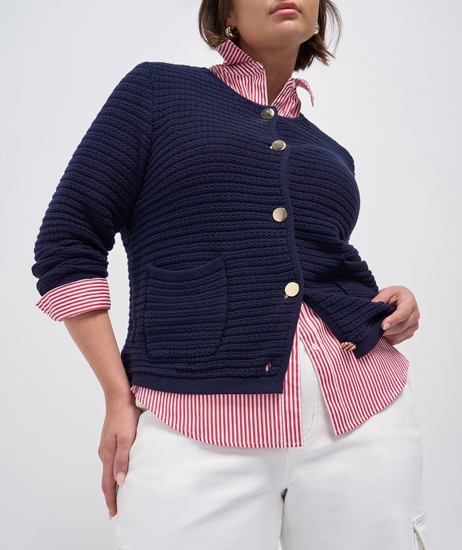 Cotton Blend Button Cardigan