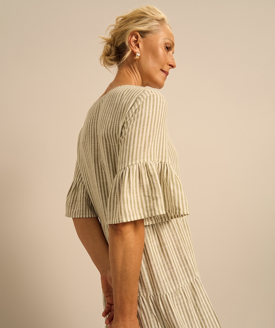 Linen Blend Stripe Dress