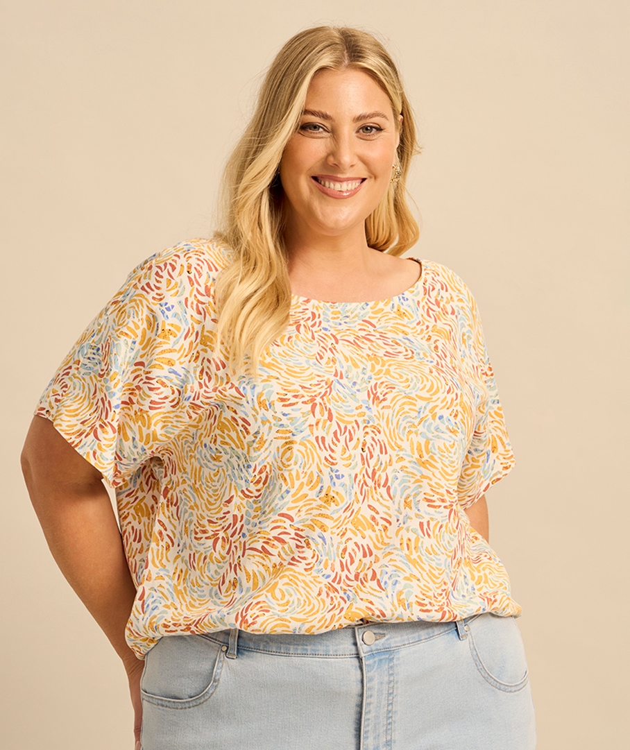 The Essential Linen Blend Print Top