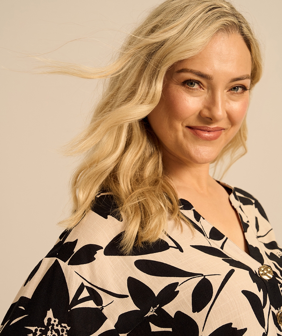 Linen Blend Print Top