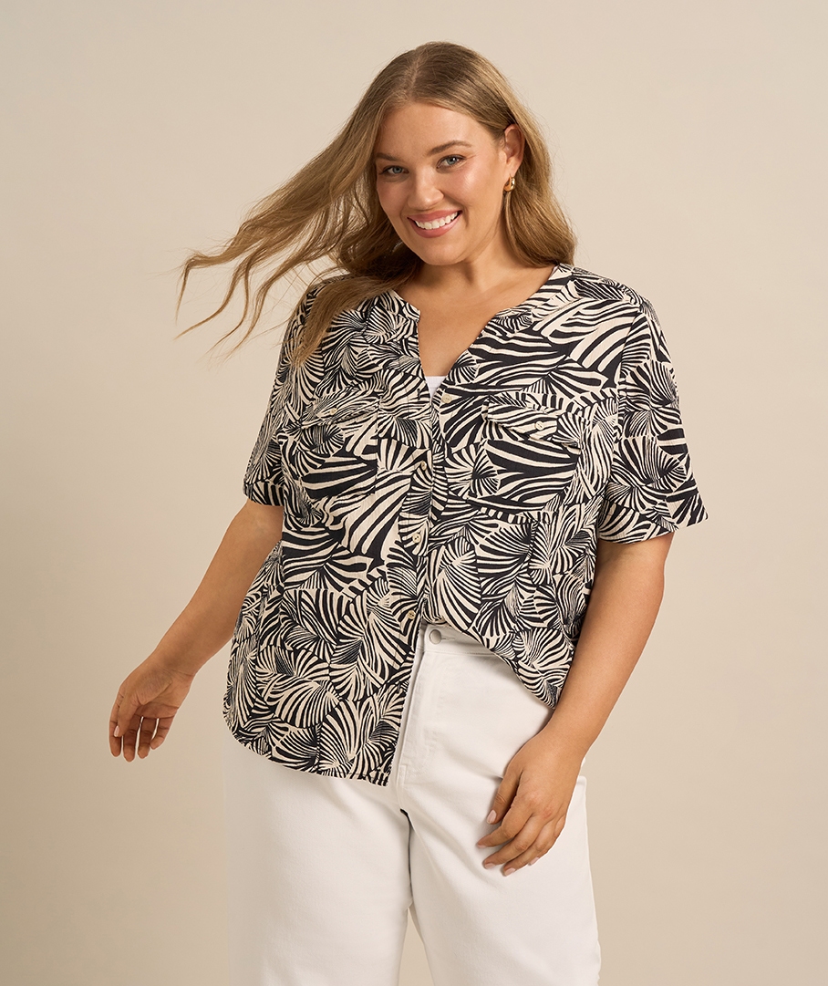 Textured Utility Print Shirt