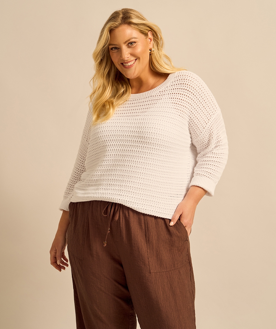 Cotton Blend Crochet Jumper