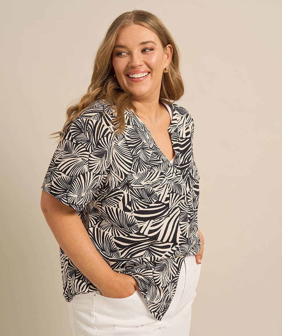 Textured Utility Print Shirt