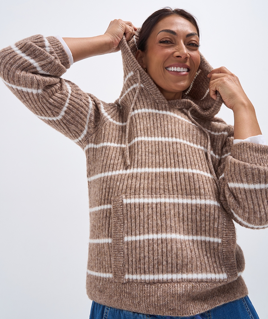 Rib Hoodie Stripe Jumper