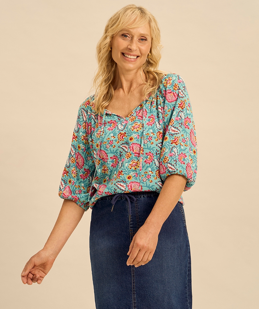 Textured Print Top