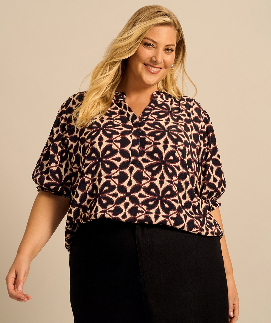 Textured Print Top