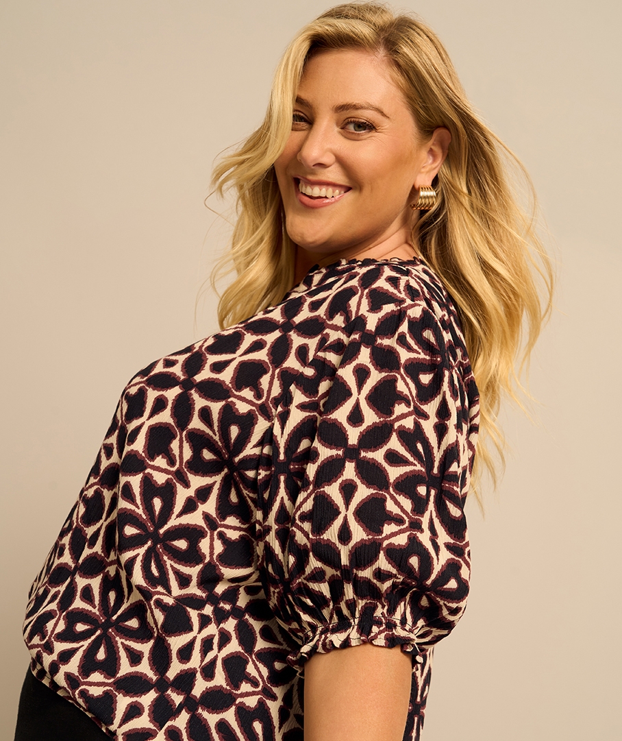 Textured Print Top