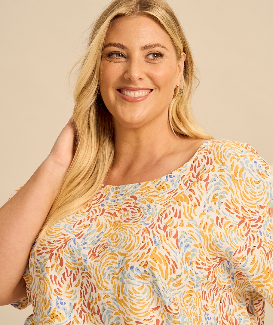 The Essential Linen Blend Print Top