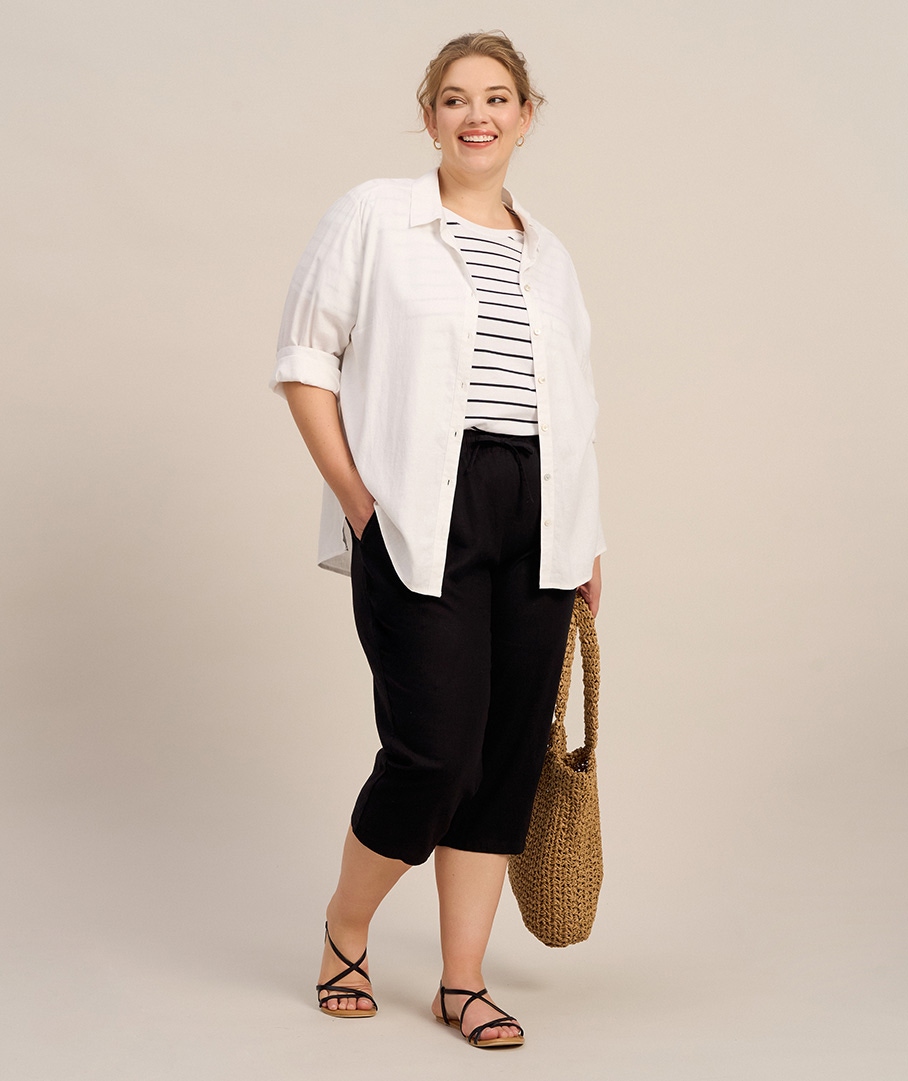 Linen Blend Crop Pant