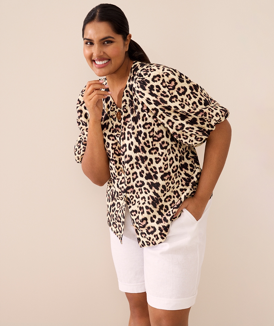 Textured Animal Print Shirt