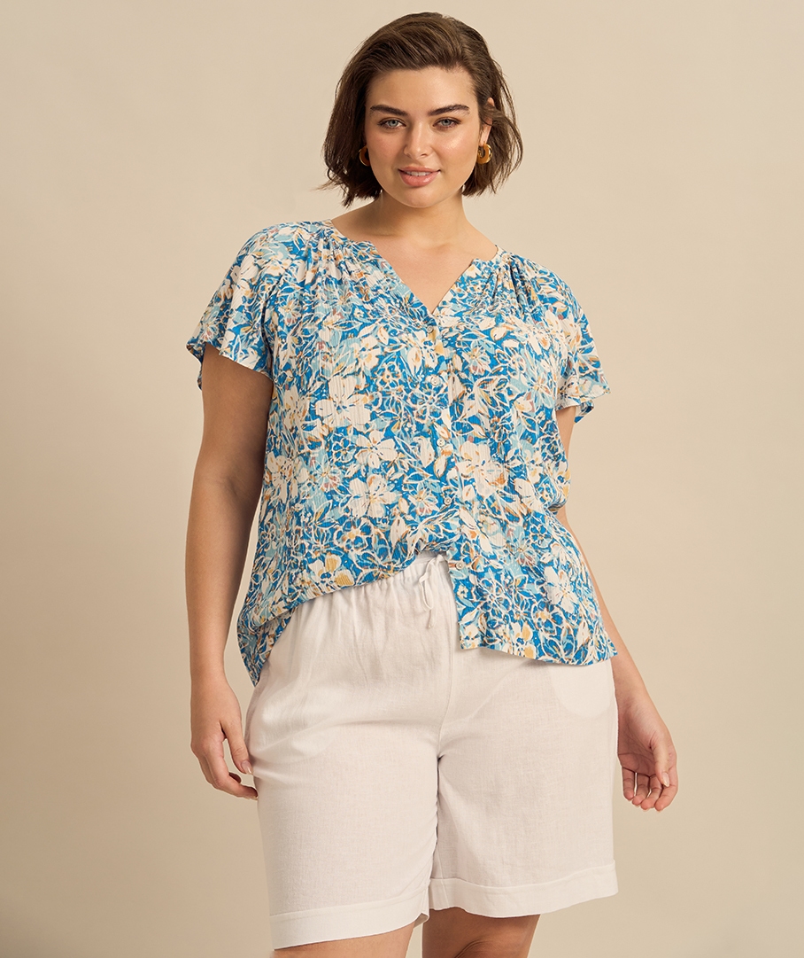Textured Print Top