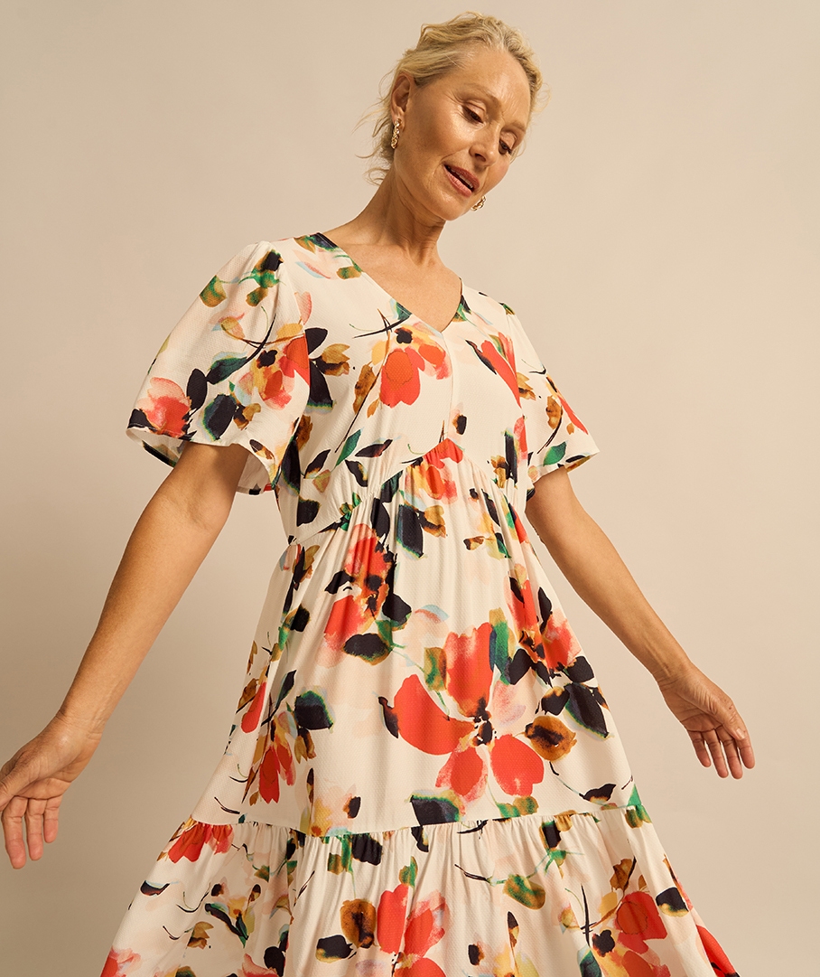 Viscose Textured Print Dress