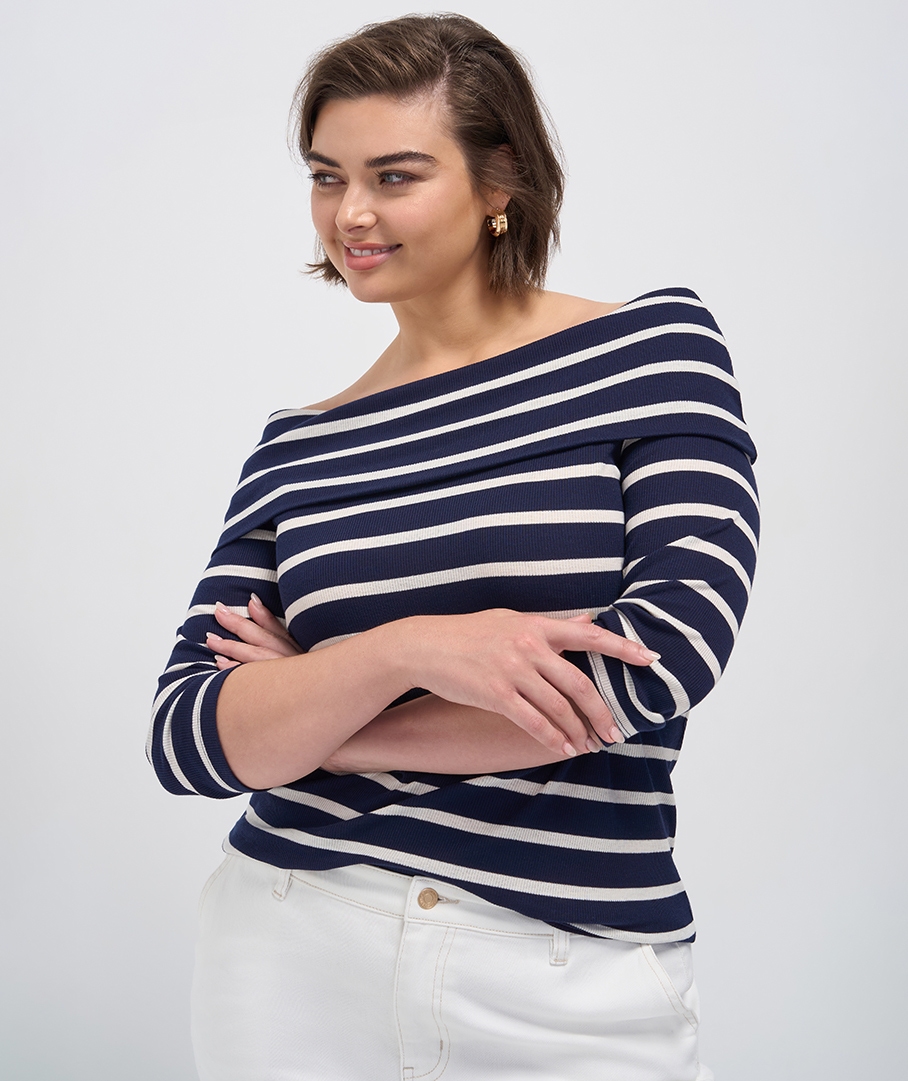 Rib Bardot Top
