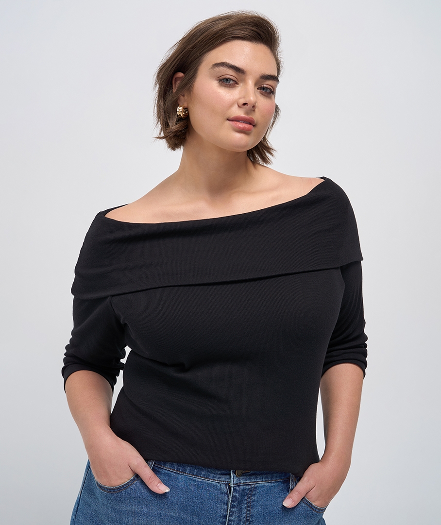 Rib Bardot Top