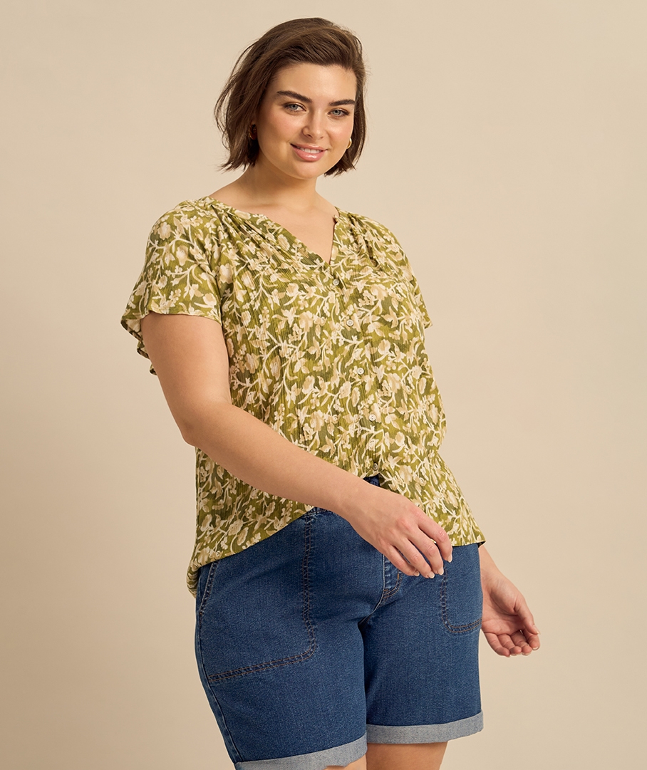 Textured Print Top