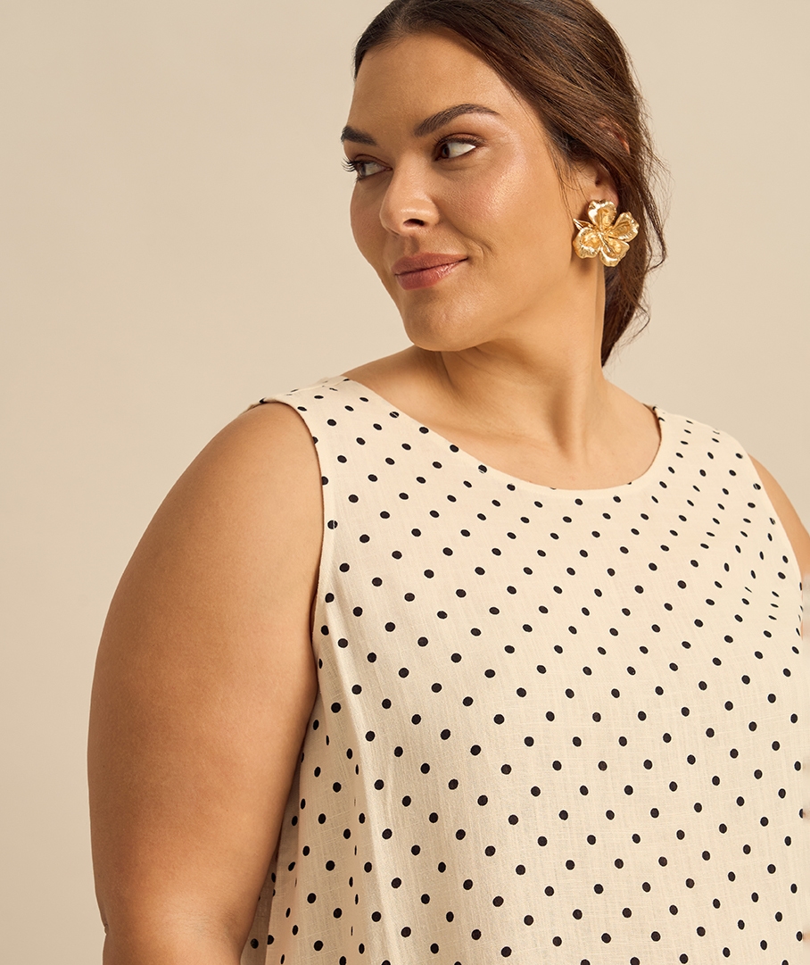 Linen Blend Print Top