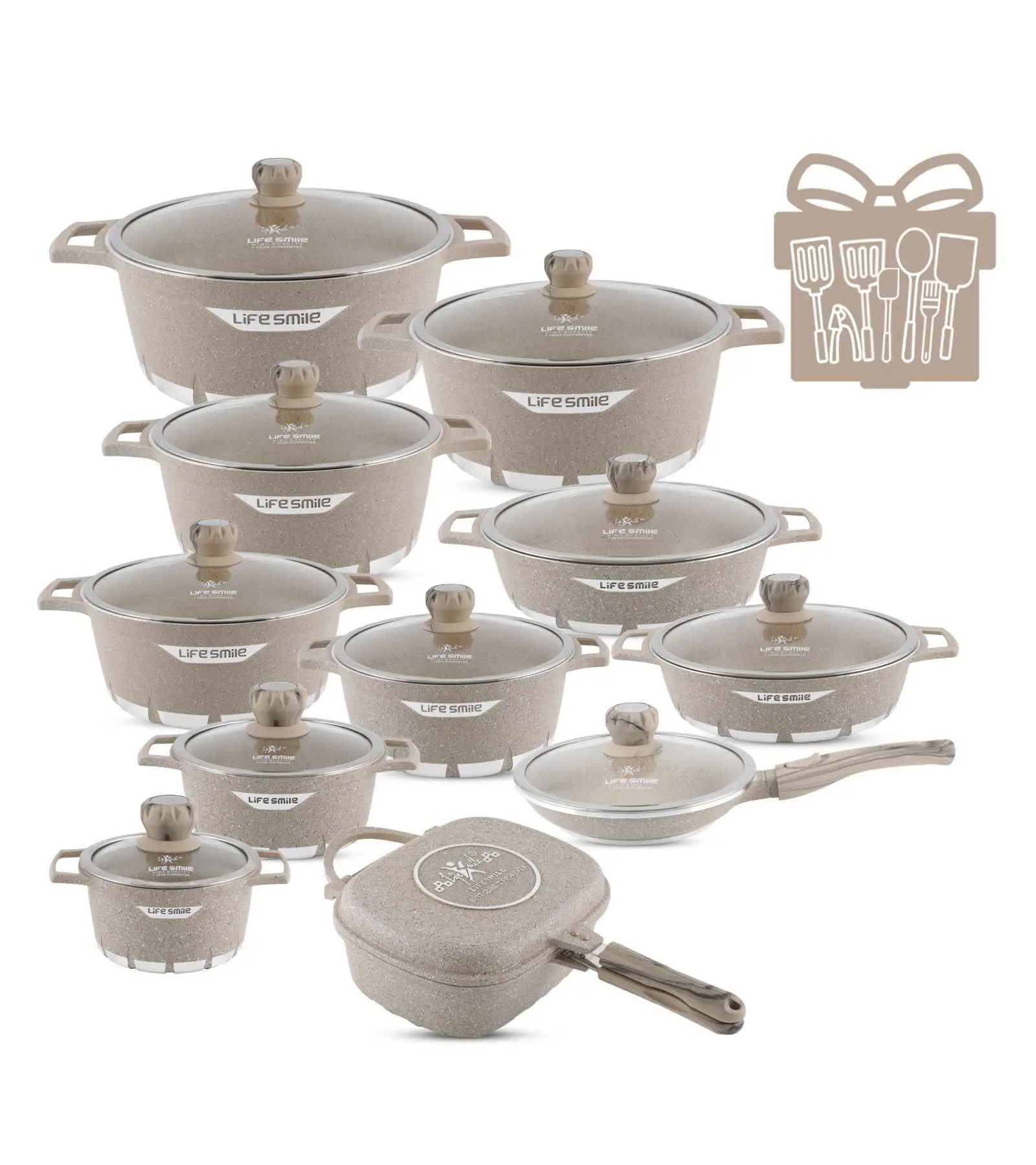 🔥Cookware Set 29 Pieces Non Stick Multi Layer Granite Coating