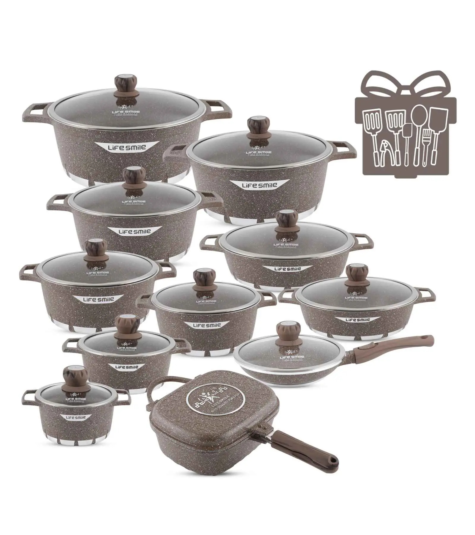🔥Cookware Set 29 Pieces Non Stick Multi Layer Granite Coating